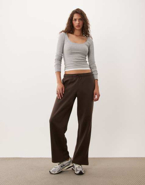 JJ Rebel co-ord wide leg joggers in brown - view 1