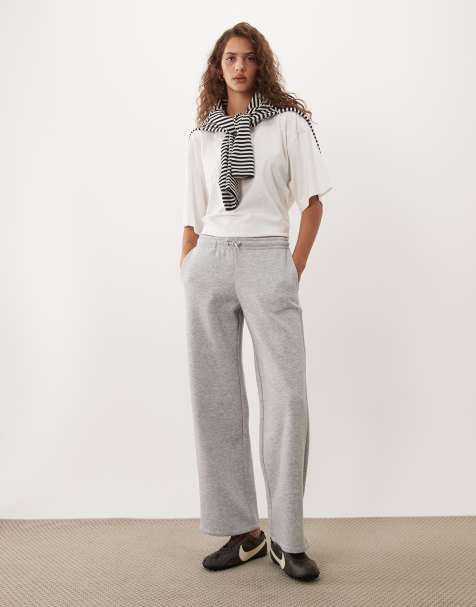 JJ Rebel co-ord wide leg joggers in light grey - view 1
