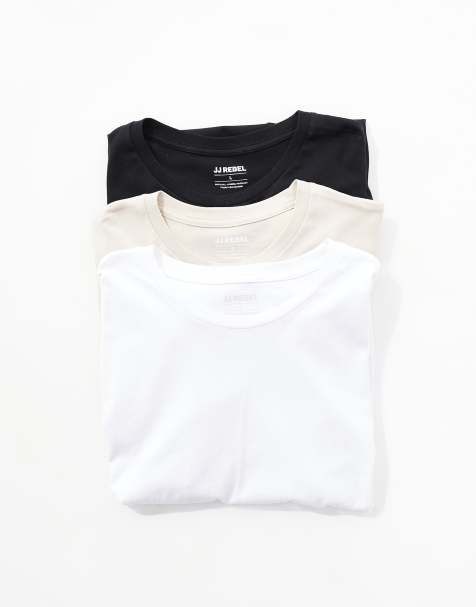 JJ Rebel - Confezione da 3 t-shirt oversize nera, bianca e beige - view 1