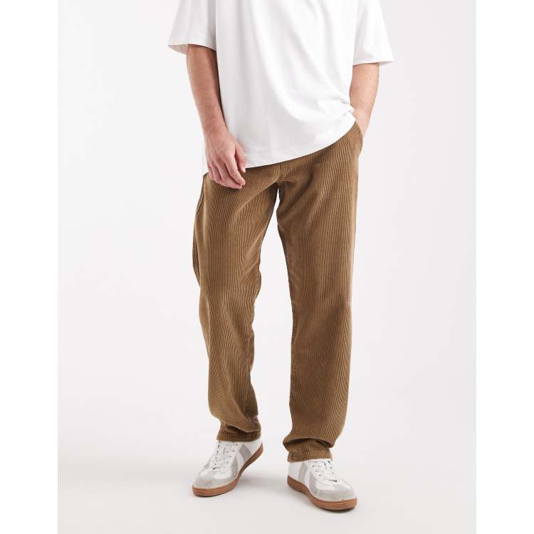 JJ Rebel corduroy loose fit pants in beige | ASOS