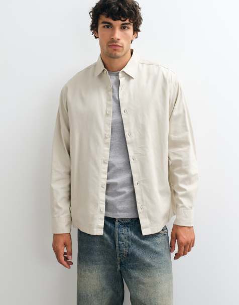 JJ Rebel corduroy overshirt in cream - view 1