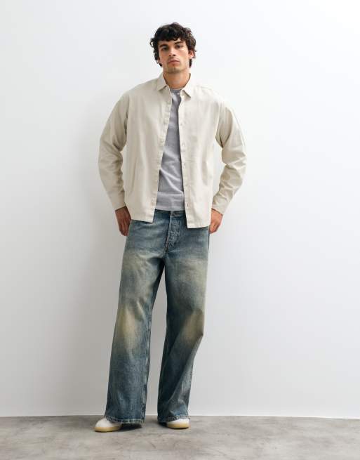 JJ Rebel corduroy overshirt in cream, 2 of 5