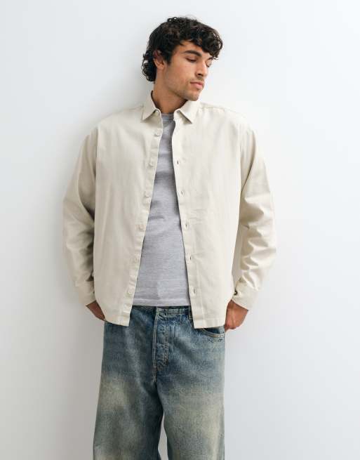 JJ Rebel corduroy overshirt in cream, 4 of 5