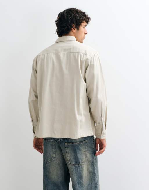 JJ Rebel corduroy overshirt in cream, 5 of 5