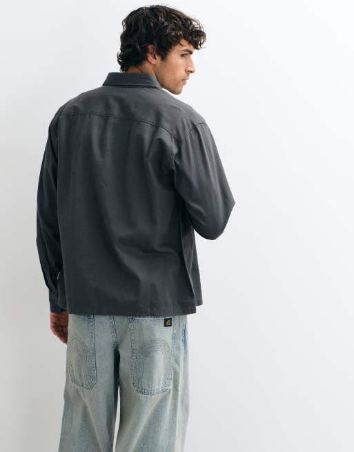 JJ Rebel cotton overshirt in asphalt grey, 4 of 5