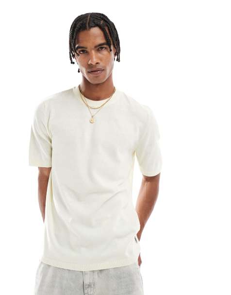 JJ Rebel - Cremehvid strikket T-shirt - view 1