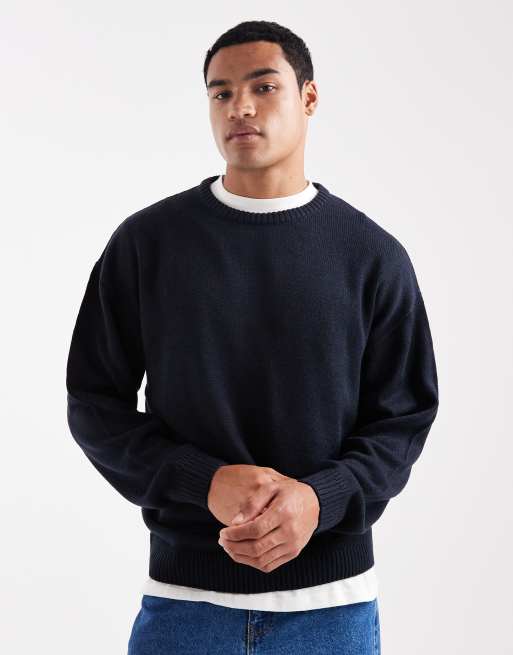 JJ Rebel crew knit jumper in navy