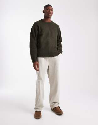 Jj Rebel Crew Neck Fluffy Sweater In Green