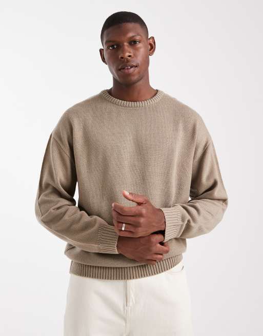 JJ Rebel crew neck knit sweater in light gray