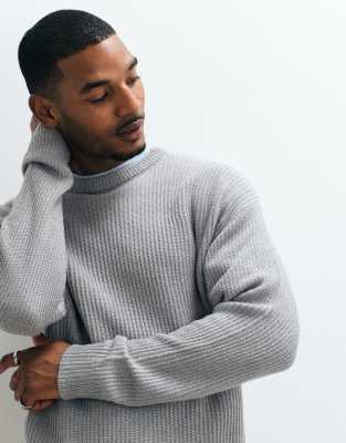 Jj Rebel Crew Neck Structured Sweater In Gray
