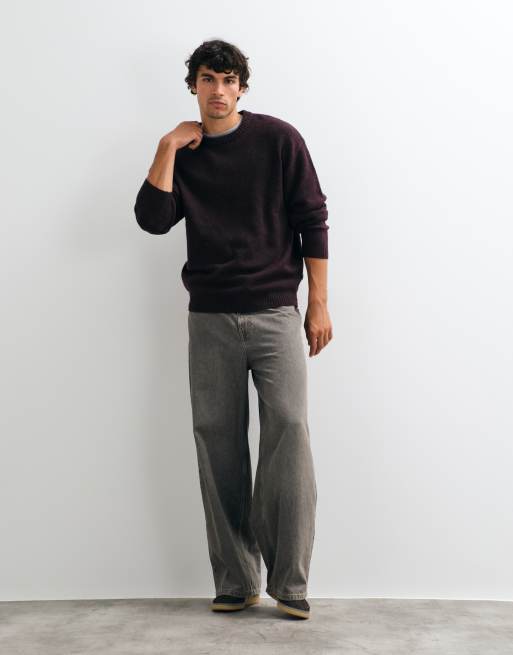 JJ Rebel crew neck sweater in burgundy, 2 of 5