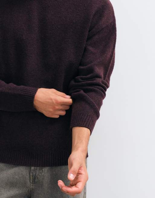 JJ Rebel crew neck sweater in burgundy, 3 of 5
