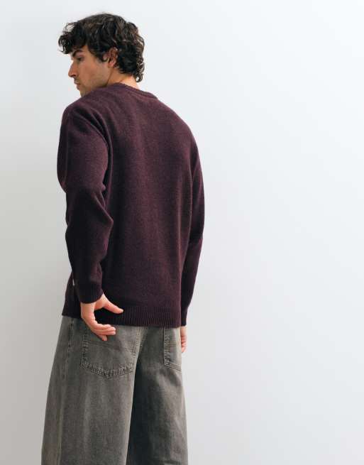 JJ Rebel crew neck sweater in burgundy, 4 of 5
