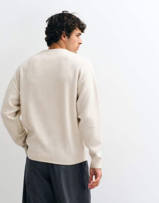 JJ Rebel crew neck sweater in cream, 5 of 5