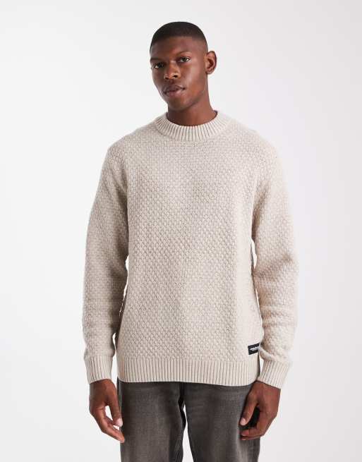 JJ Rebel crew neck textured sweater in beige