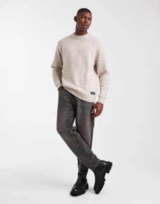 Jj Rebel Crew Neck Textured Sweater In Gray
