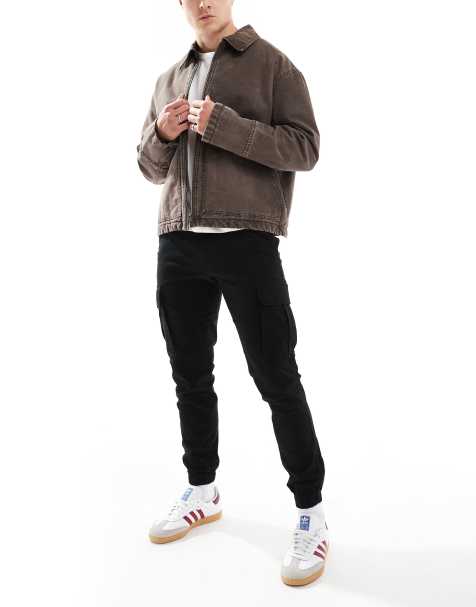 JJ Rebel cuffed cargo trouser in black - view 1
