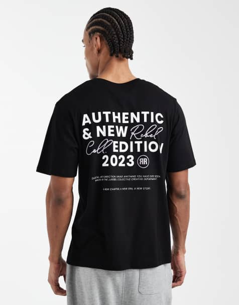 JJ Rebel – Czarny T-shirt oversize z nadrukiem logo na plecach - view 1