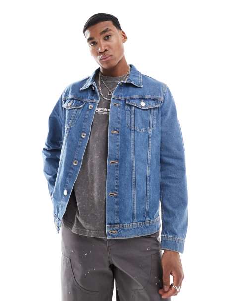 JJ Rebel denim jacket in mid blue wash  - view 1