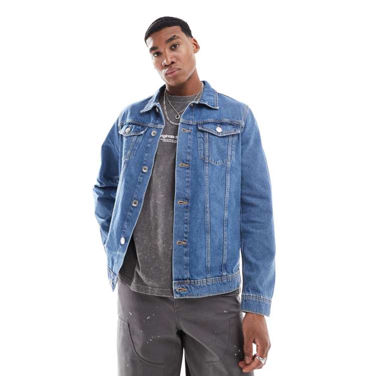 JJ Rebel denim jacket in mid blue wash | ASOS