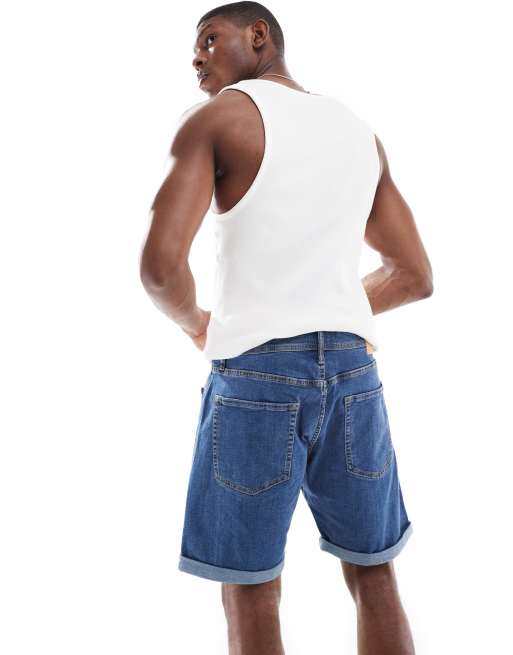 JJ Rebel - Denim shorts met omslag in middenblauw , 3 van 5