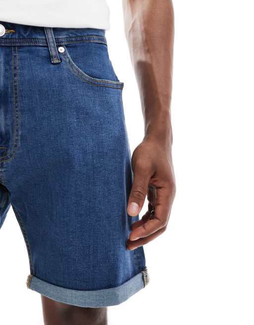 JJ Rebel - Denim shorts met omslag in middenblauw , 5 van 5