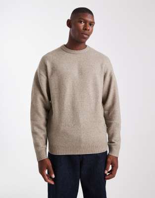 Flauschiger Relaxed-Fit-Pullover in Beige mit Rundhalsausschnitt-Neutral Neutral XL