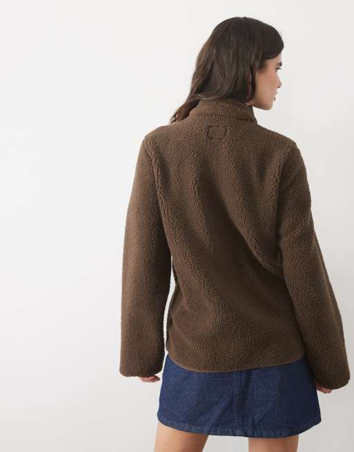 JJ Rebel fleece med lynlås i brun, 4 af 4