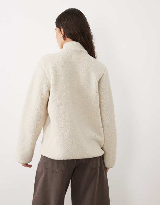 JJ Rebel fleece med lynlås i creme, 4 af 4