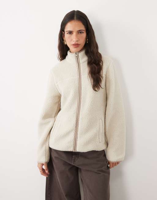 JJ Rebel fleece met rits in crème, 2 van 4