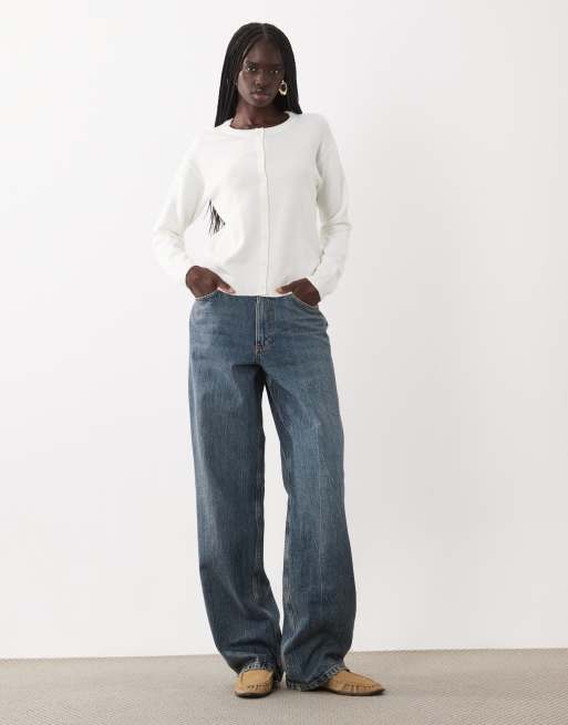 JJ Rebel gebreid vest met lange mouwen in wit, 2 van 4