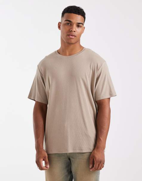 JJ Rebel - Geribbeld T-shirt in beige - view 1