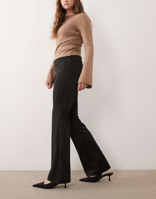 JJ Rebel glitter high waist flared pants in black, 2 of 5