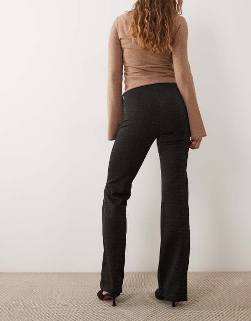 JJ Rebel glitter high waist flared pants in black, 3 of 5
