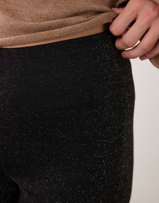 JJ Rebel glitter high waist flared pants in black, 5 of 5