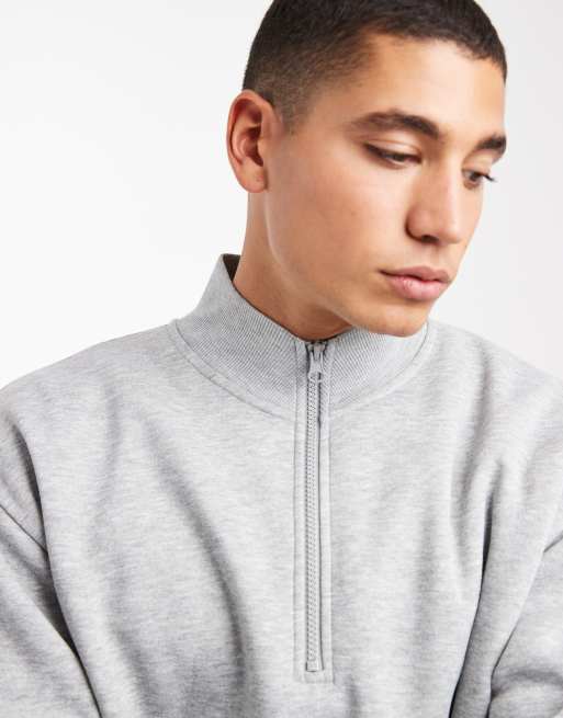 JJ Rebel - Grå oversized sweatshirt med 1/4 lynlås, 5 af 5