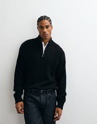 Jj Rebel Half Zip Sweater In Black