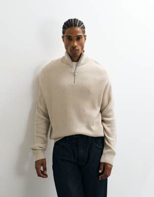 Jj Rebel Half Zip Sweater In White