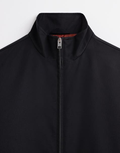 JJ Rebel – Harrington-Jacke in Schwarz mit Zwei-Wege-Reißverschluss