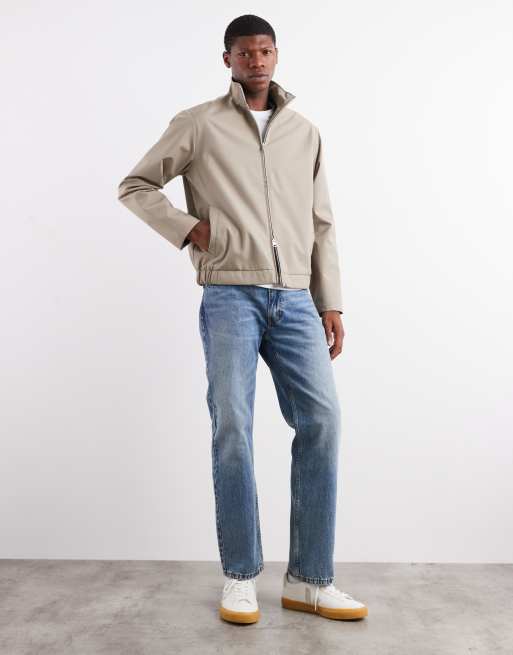 JJ Rebel harrington jacket with double ended zip in beige, 2 of 5