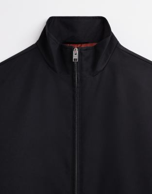 Jj Rebel Harrington Jacket With Double Ended Zipper In Black