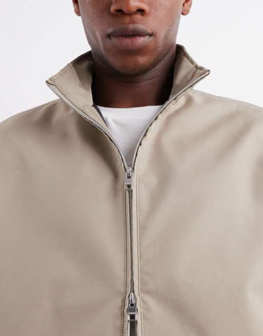 JJ Rebel - Giacca harrington beige con zip doppia