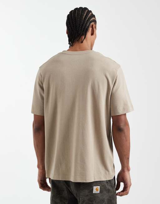 JJ Rebel heavyweight textured t-shirt in beige, 3 of 5