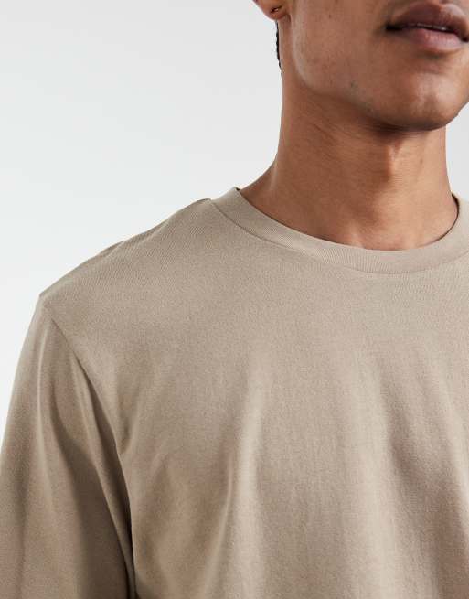 JJ Rebel heavyweight textured t-shirt in beige, 5 of 5
