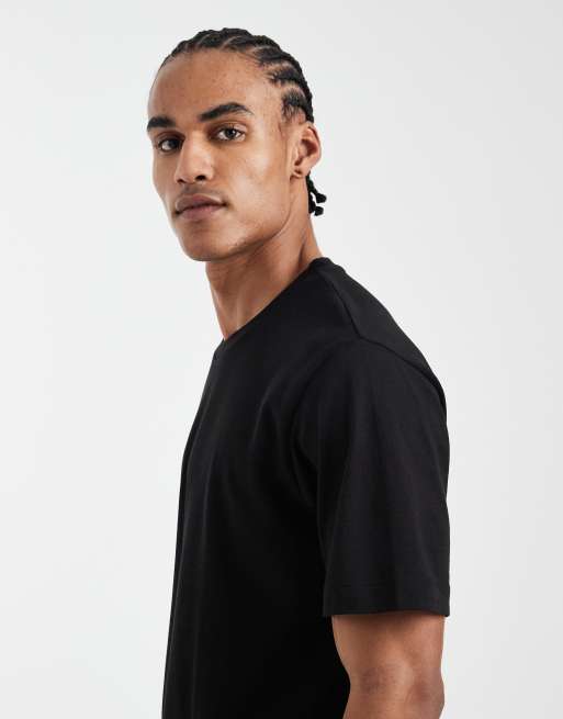 JJ Rebel heavyweight textured t-shirt in black, 4 of 5