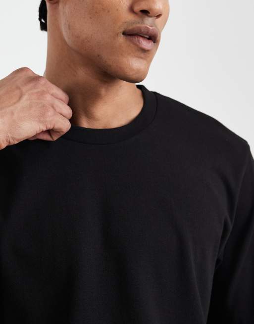 JJ Rebel heavyweight textured t-shirt in black, 5 of 5