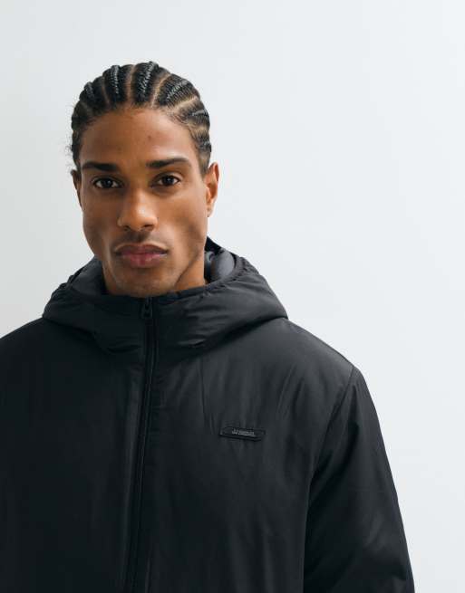 JJ Rebel hooded puffer jacket with small logo detail in black, 3 of 5
