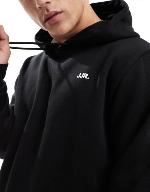 JJ Rebel hoodie with small chest logo in black, 3 of 4