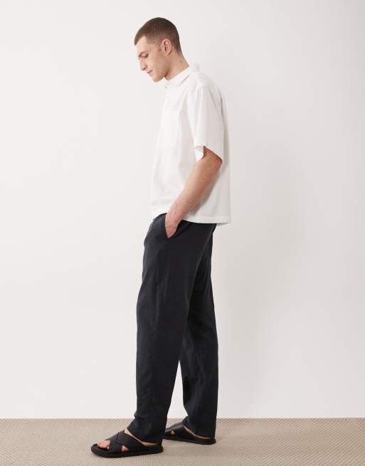JJ Rebel – Hose aus Leinenmix in Schwarz mit Kordelzug, 3 von 5