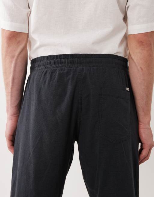 JJ Rebel – Hose aus Leinenmix in Schwarz mit Kordelzug, 4 von 5